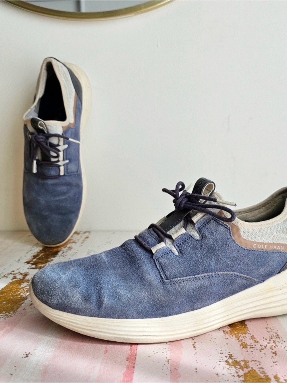 Cole Haan GrandSport Premium Leather Suede Pull Tab Sneaker Men C31270 Size 11M